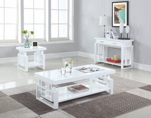 White Windowpane Design Occasional Table Collection