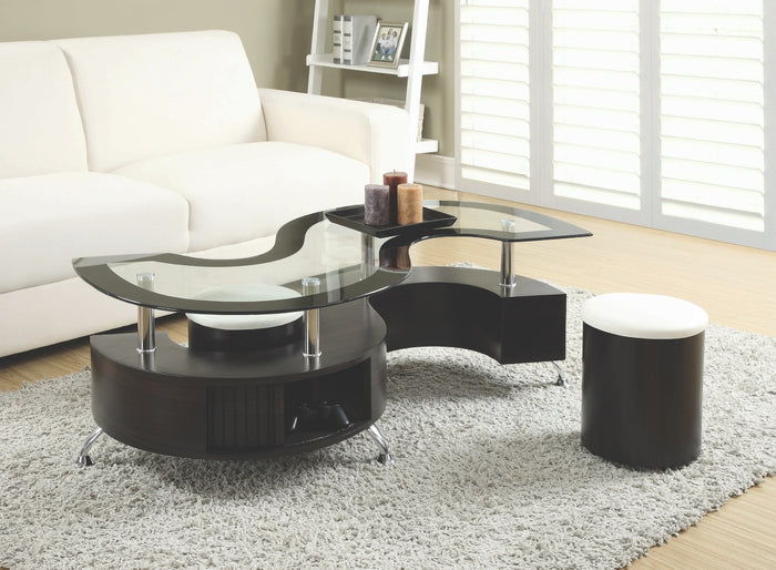 Serpentine Shaped Storage Coffee Table in 2 Color Options