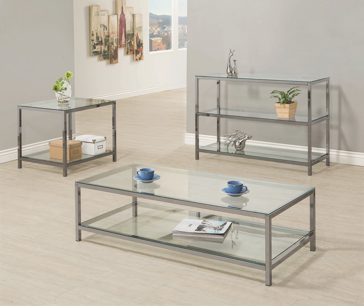 Contemporary Black Nickel Occasional Table Collection