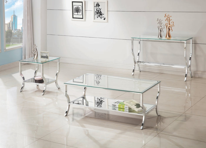 Contemporary Glass & Mirrored Occasional Table Collection