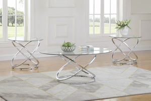 Modern Glass 3 Piece Occasional Tables Set