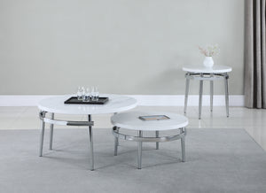 Round Faux Marble Occasional Table Collection