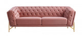 Tufted Salmon Velvet Living Room Collection