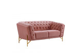 Tufted Salmon Velvet Living Room Collection