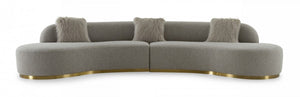 Fiona Grey Curved Sectional with Gold Base