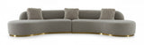 Fiona Grey Curved Sectional with Gold Base