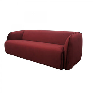 Springer Red Velvet Sofa with Curved Back