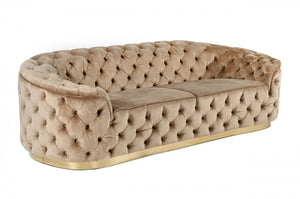 Murad Tufted Velvet Sofa with Gold Base