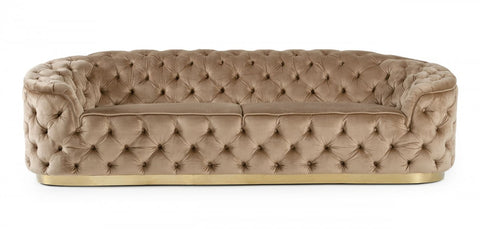 Murad Tufted Velvet Sofa with Gold Base