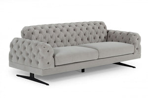 Sarina Modern Grey Velvet Tufted Sofa