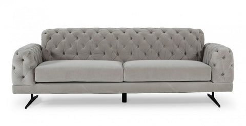 Sarina Modern Grey Velvet Tufted Sofa