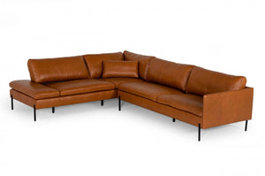 Cherry Leather Sectional in Cognac or Grey
