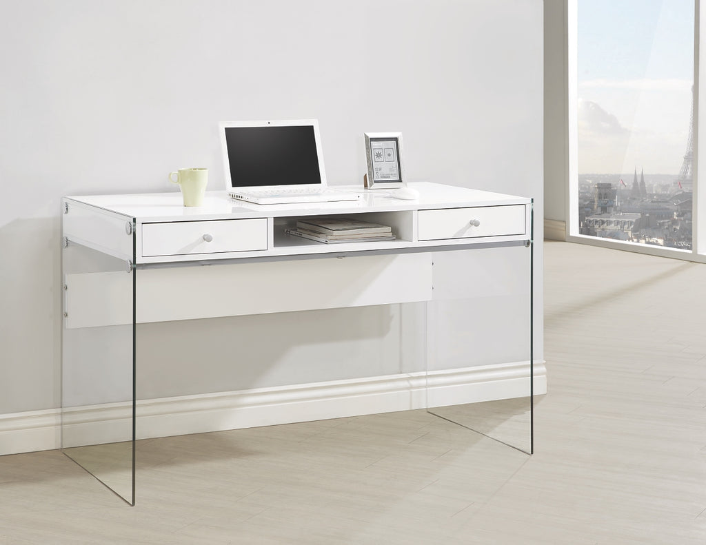 Debbie Writing Desk with Glass Legs in 2 Finishes