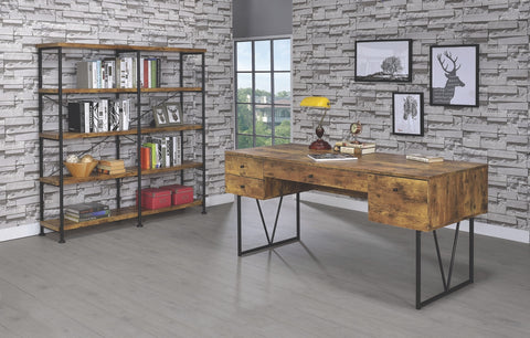 Analise Industrial Writing Desk with Open Shelf in 2 Finishes