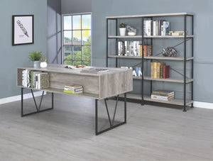 Analise Industrial Writing Desk with Open Shelf in 2 Finishes