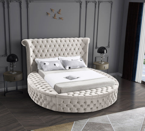 Allison Storage Round Velvet Bed  in 4 Color Options