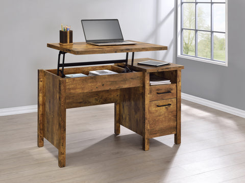 Rustic Lift-Top Writing Desk in Antique Nutmeg