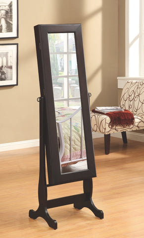 Jewelry Mirror Cheval in Dark Cappuccino Finish