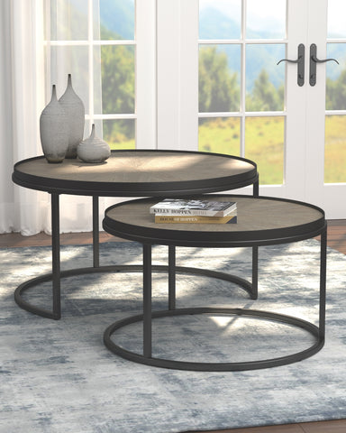 Weathered Elm Round Nesting Tables