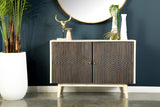 Mid Century Modern Accent Cabinet with Gold Carved Patterns