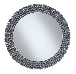 Round Grey Beaded Frame Wall Mirror
