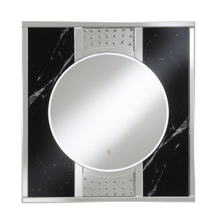 Black Marble Wall Mirror with LED Lights