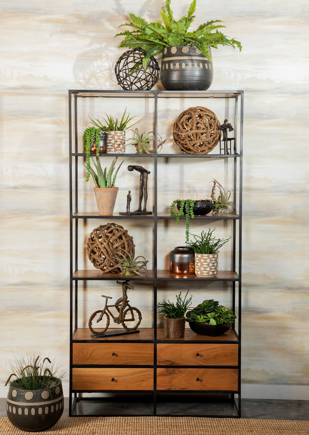 Rustic Display Shelf in Natural Wood Finish