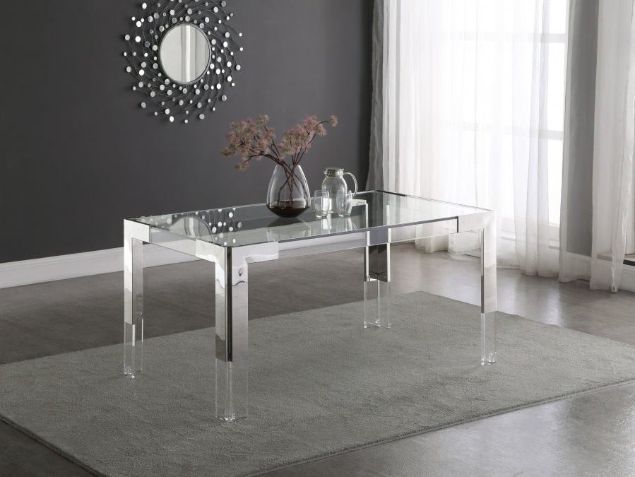 Cassidy Acrylic Dining Table in Chrome or Gold
