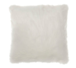 White Faux Fur Accent Pillow