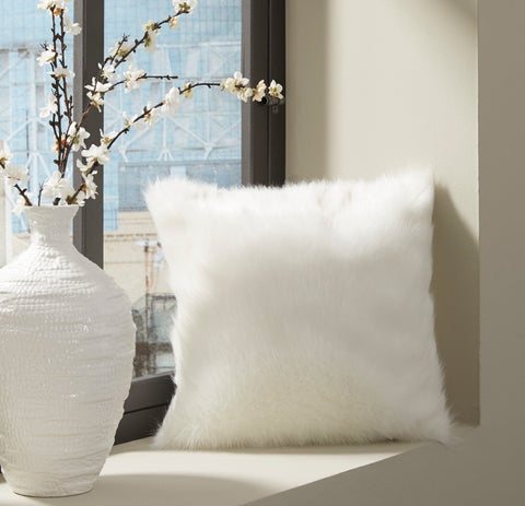 White Faux Fur Accent Pillow