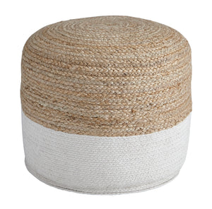 Jute Braided Pouf in Natural and White