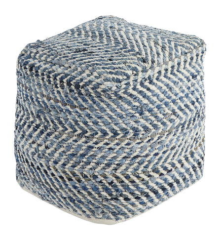 Square Hand Woven Chevron Pouf