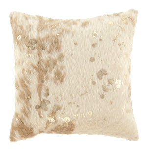 Faux Fur with Gold Foil Accent Pillow