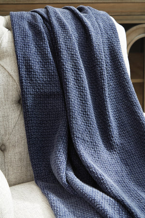 Navy Acid Washed Cotton Throw