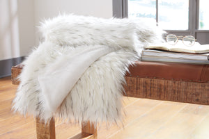 White Faux Fur with Brushed Tips Throw