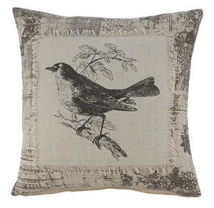 Bird Design with Fringes Accent Pillow