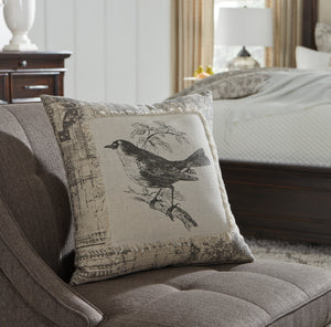 Bird Design with Fringes Accent Pillow