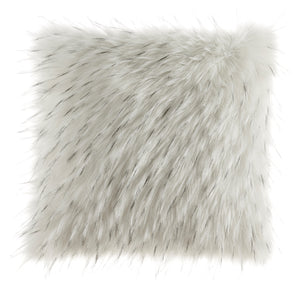 White Faux Fur with Brushed Black Tips Accent Pillow