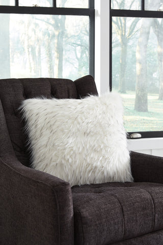 White Faux Fur with Brushed Black Tips Accent Pillow