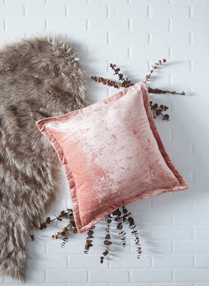 Pink Crushed Velvet Accent Pillow