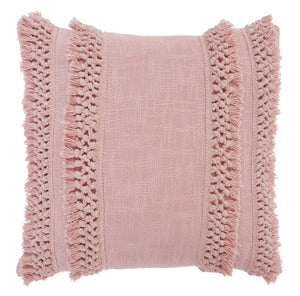 Pink Woven Accent Pillow with Tassels