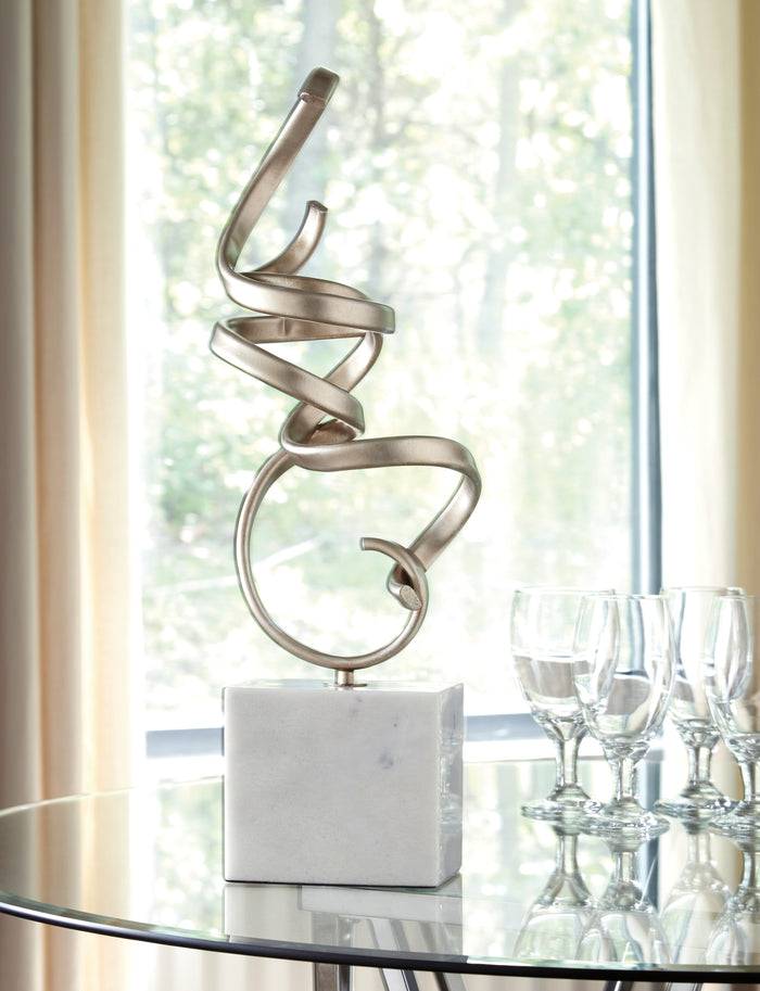 Champagne Sculpture with White Marble base