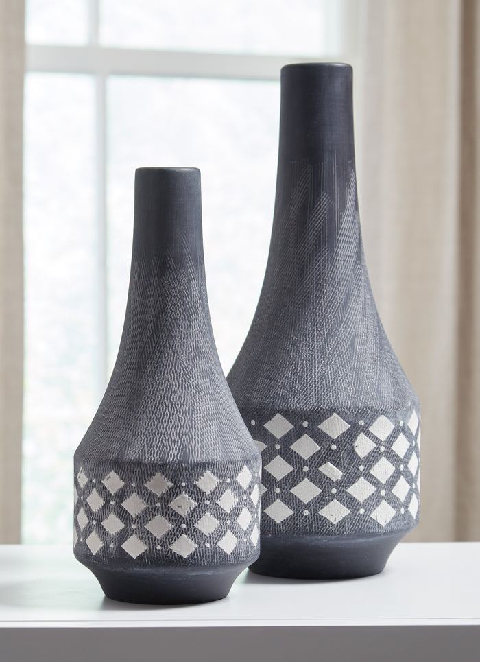 Matte Black Ceramic Vase Set