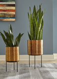 Antique Brass 2 Piece Planters Set