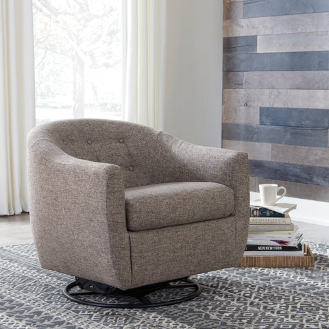 Taupe Barrel Back Swivel Accent Chair