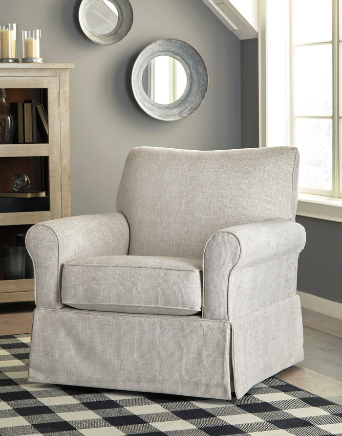 Ivory Skirted Accent Chair with Rolled Arms