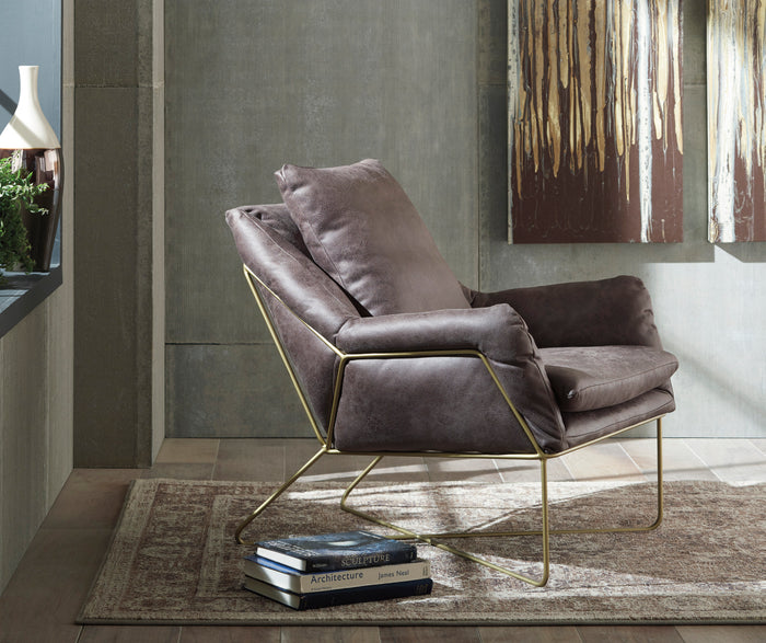 Dark Grey Faux Leather Accent Chair