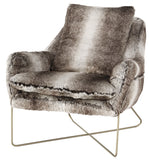 Grey Faux Fur Accent Chair with Gold Legs