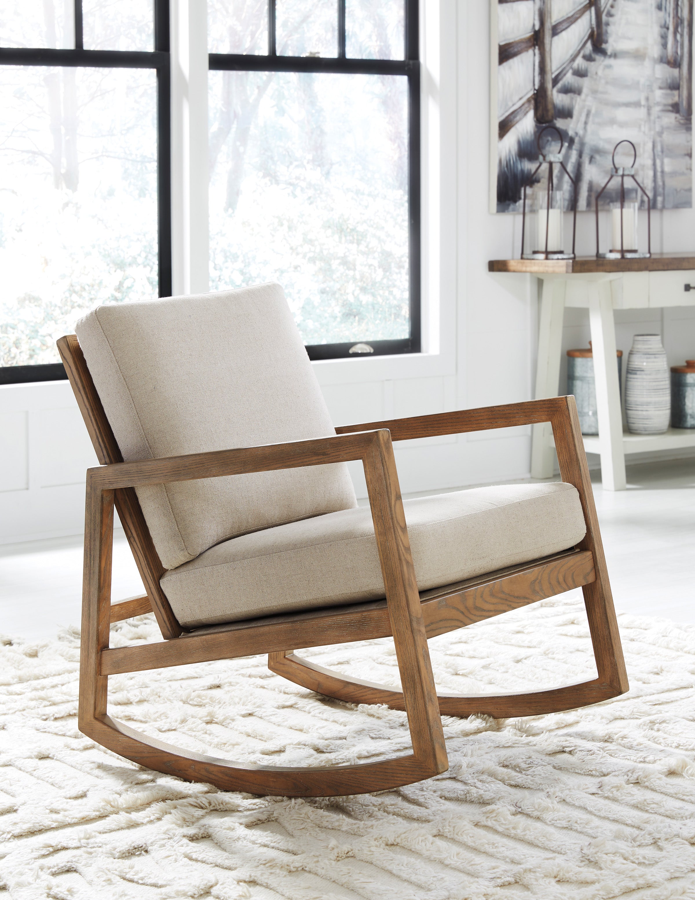 Novak Beige Rocking Accent Chair