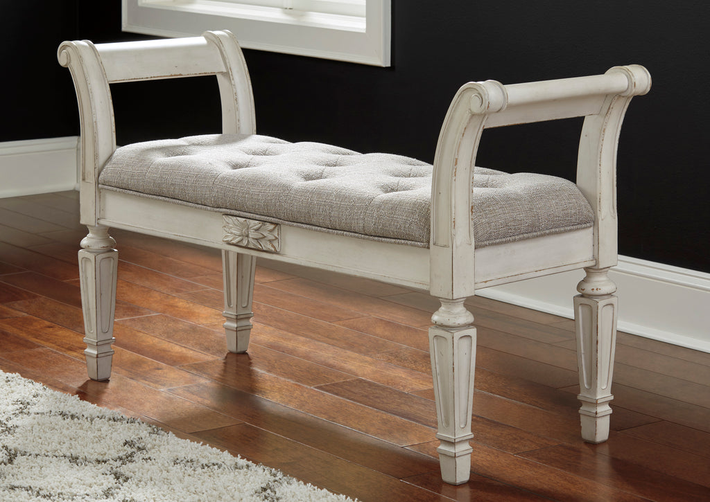 Traditional Antique White Accent Bench